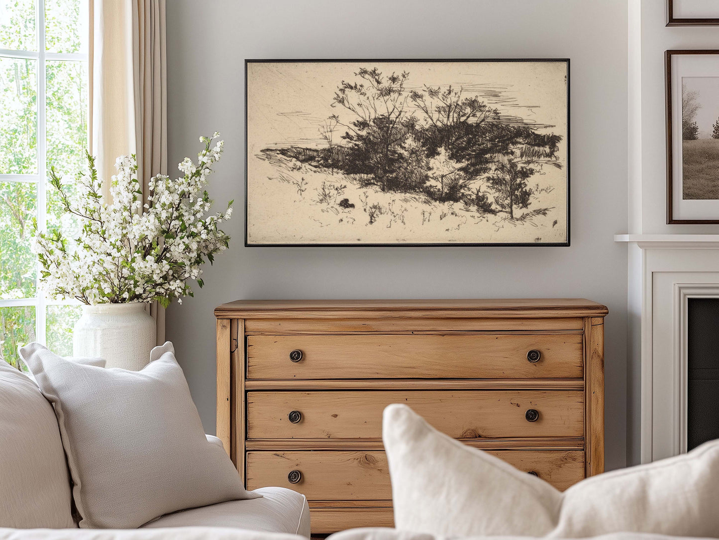 Autumn Black and White Sketch TV Art