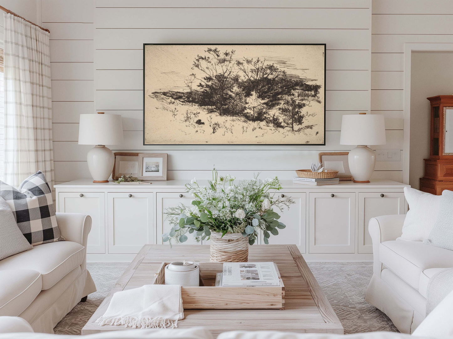 Autumn Black and White Sketch TV Art