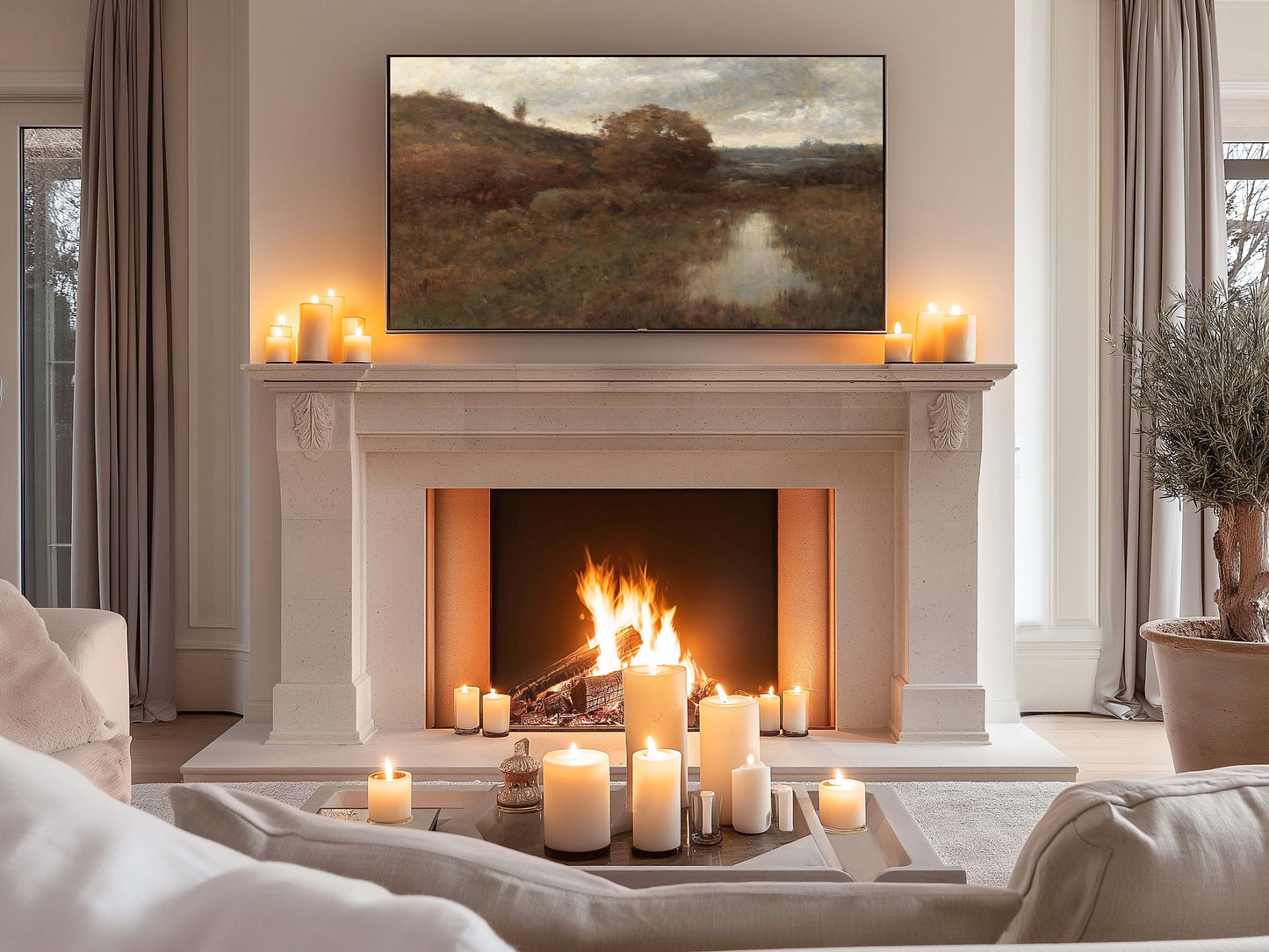 Autumn Neutral Landscape TV Art
