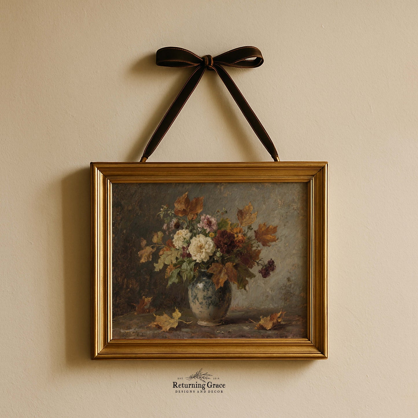 Fall Flowers in Vase Still Life Printable Art