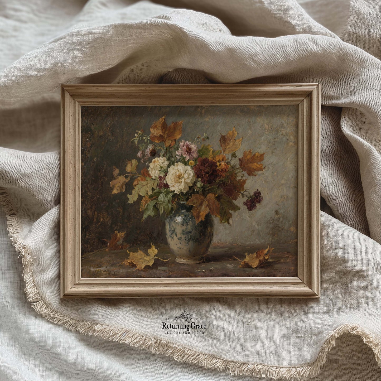 Fall Flowers in Vase Still Life Printable Art
