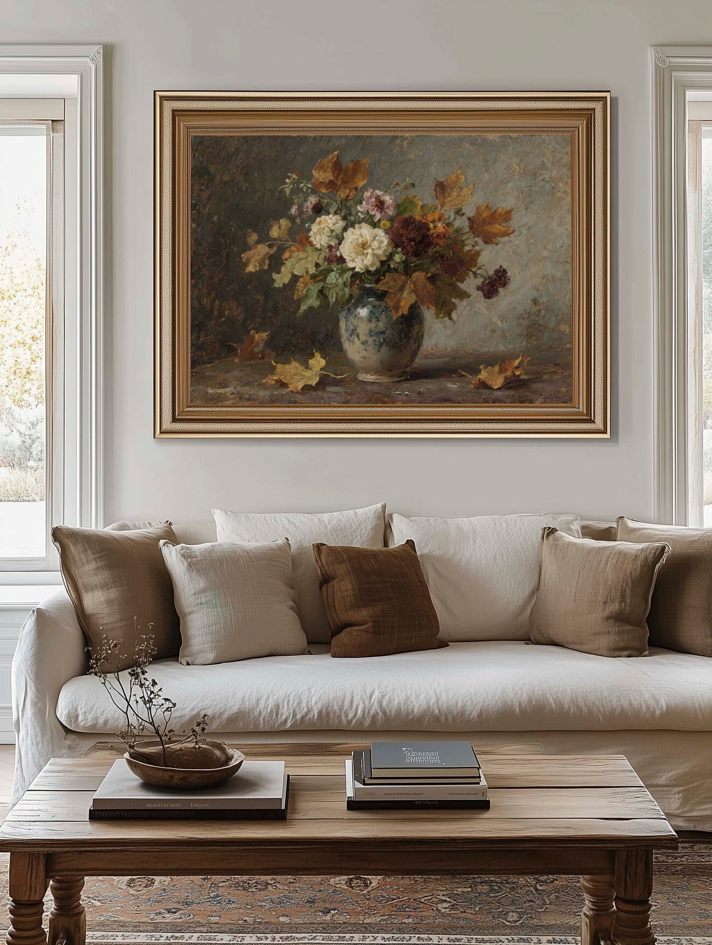 Fall Flowers in Vase Still Life Printable Art