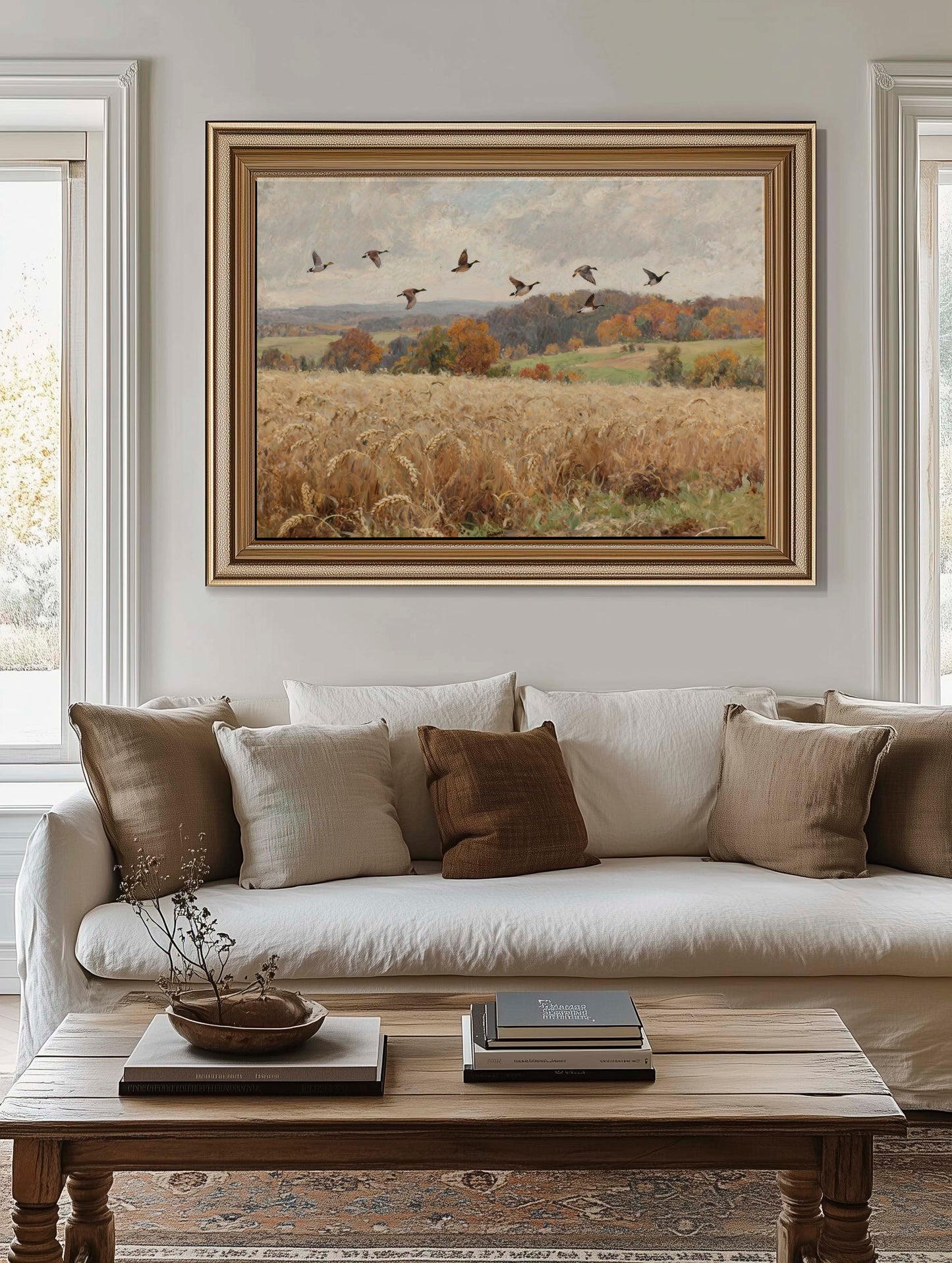 Geese Over Wheat Field Fall Printable Art