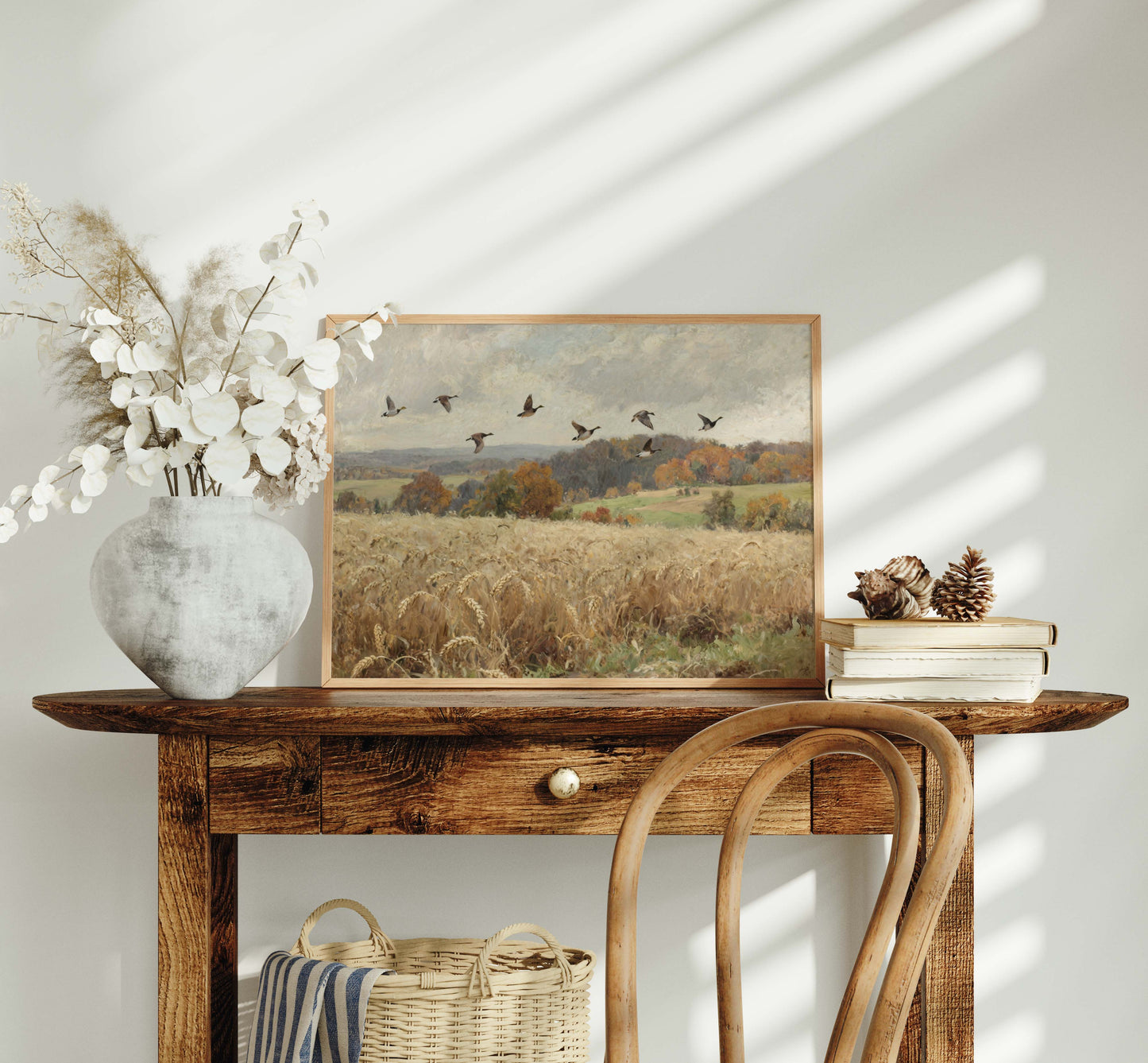 Geese Over Wheat Field Fall Printable Art