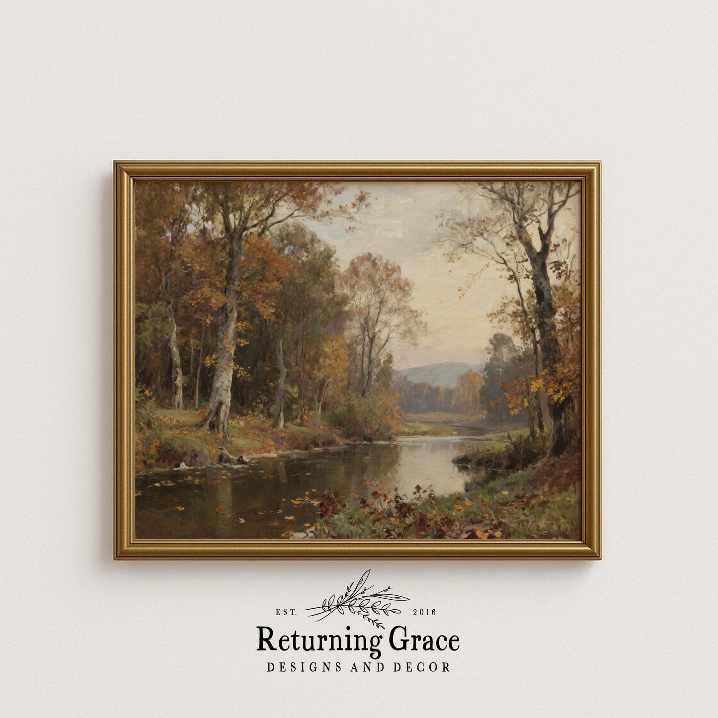 Leaves in the River Fall Printable Art