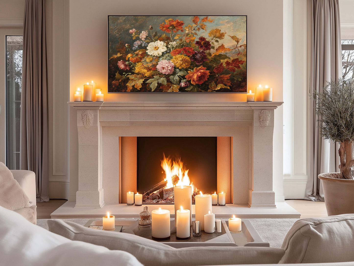Moody Fall Flowers TV Art