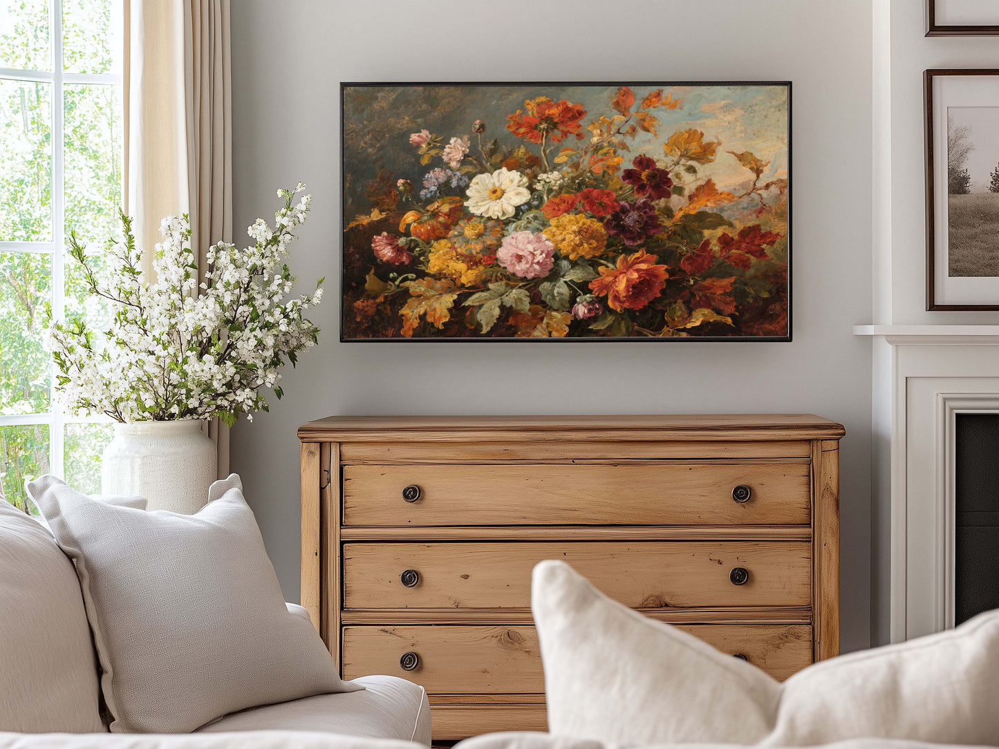 Moody Fall Flowers TV Art