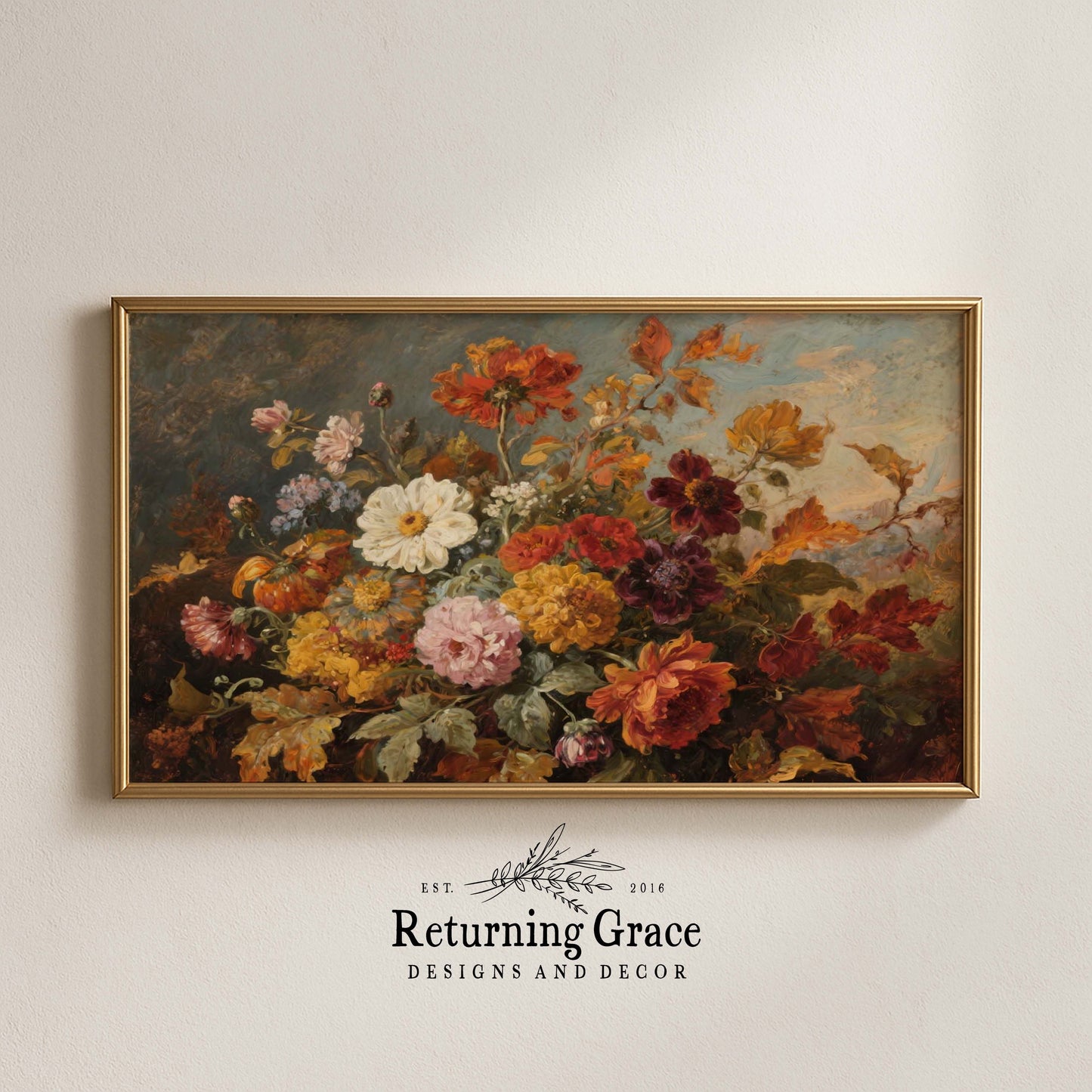 Moody Fall Flowers TV Art