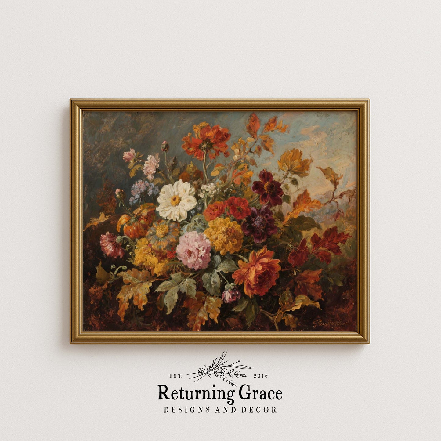 Moody Fall Flowers Printable Art
