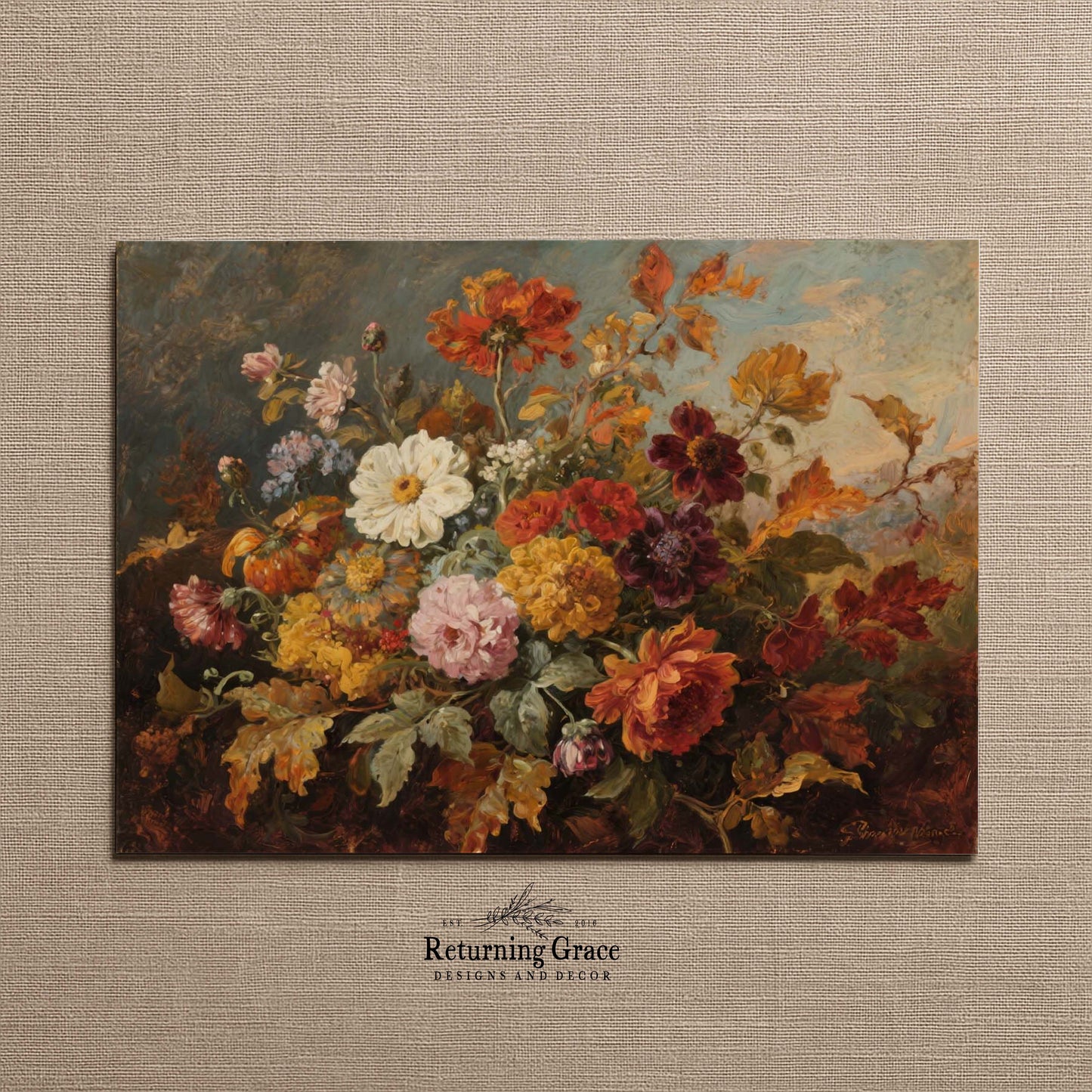 Moody Fall Flowers Printable Art