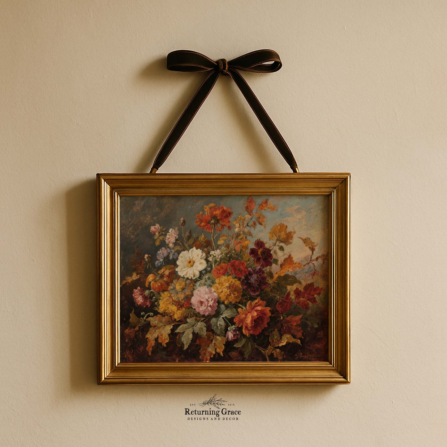 Moody Fall Flowers Printable Art