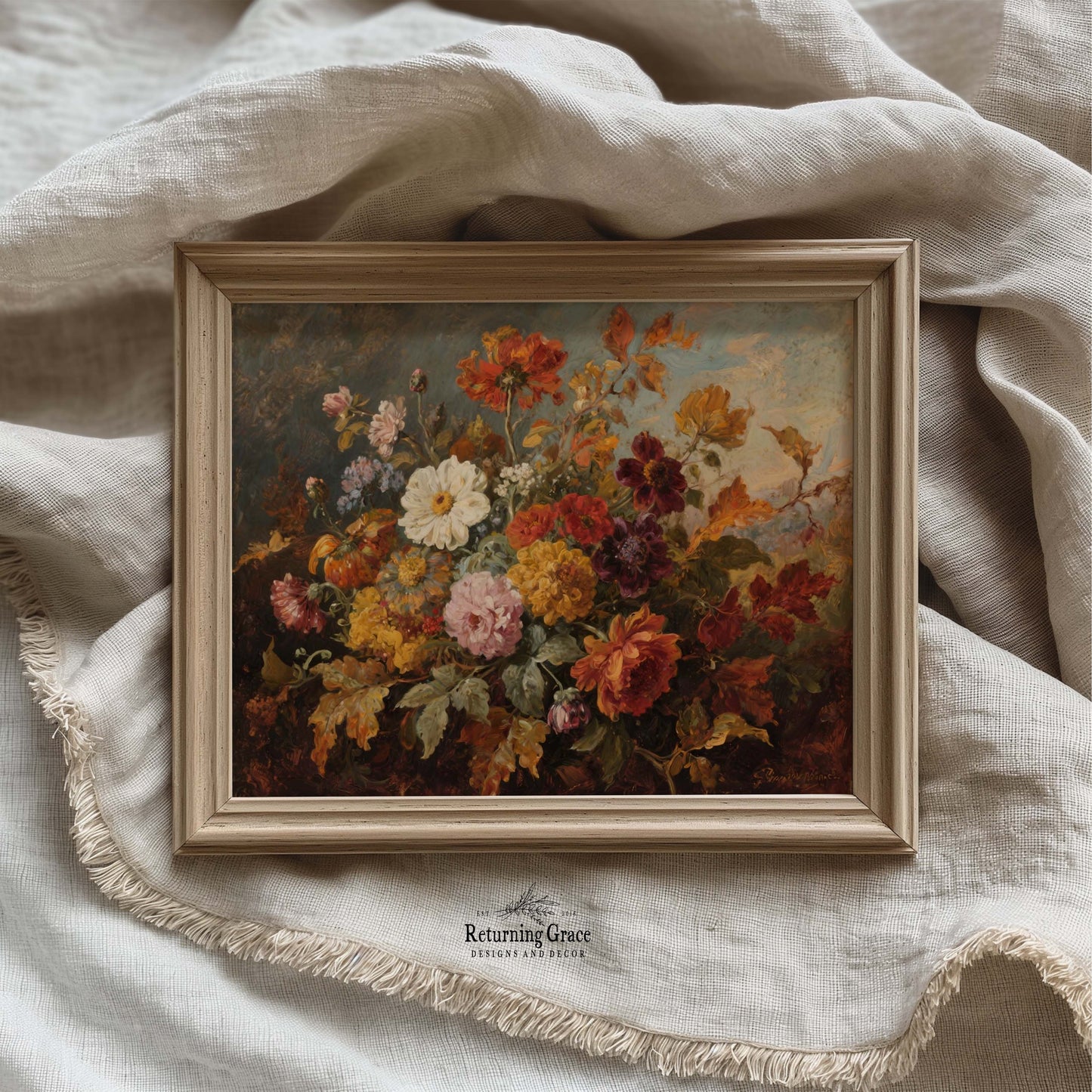 Moody Fall Flowers Printable Art