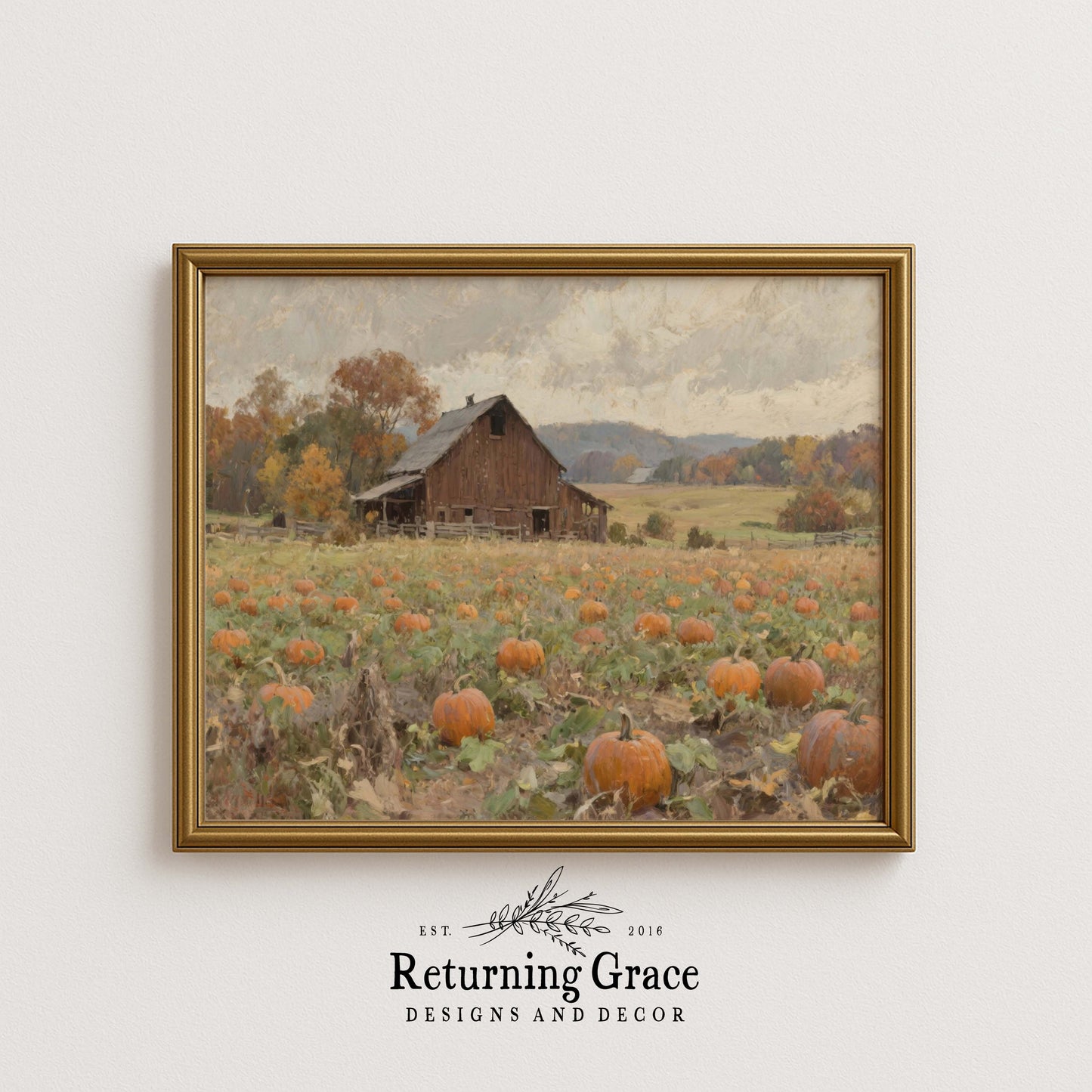 Pumpkin Field Harvest Fall Printable Art