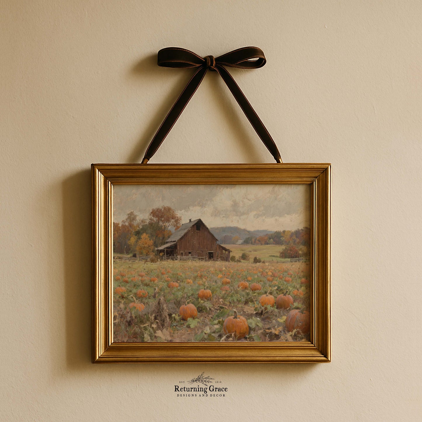 Pumpkin Field Harvest Fall Printable Art