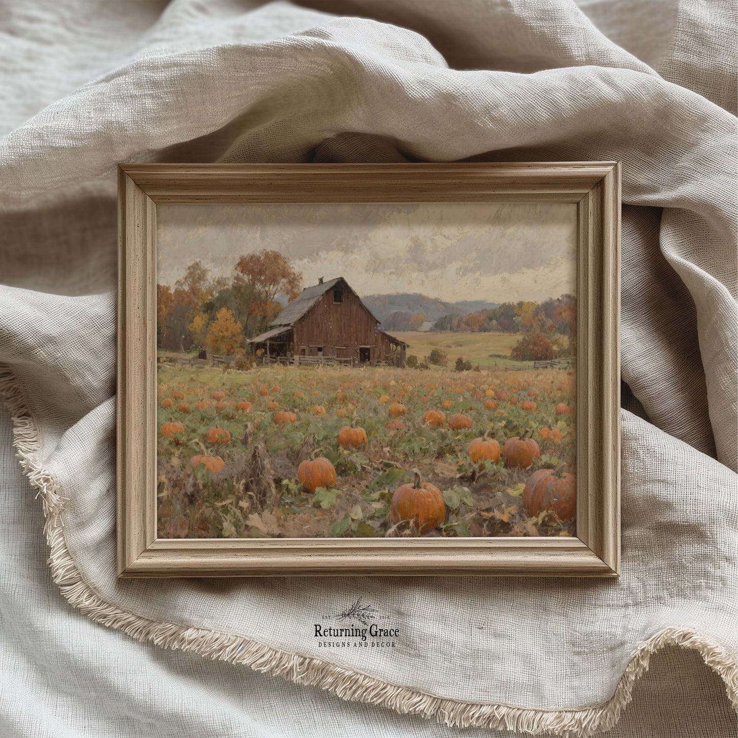 Pumpkin Field Harvest Fall Printable Art