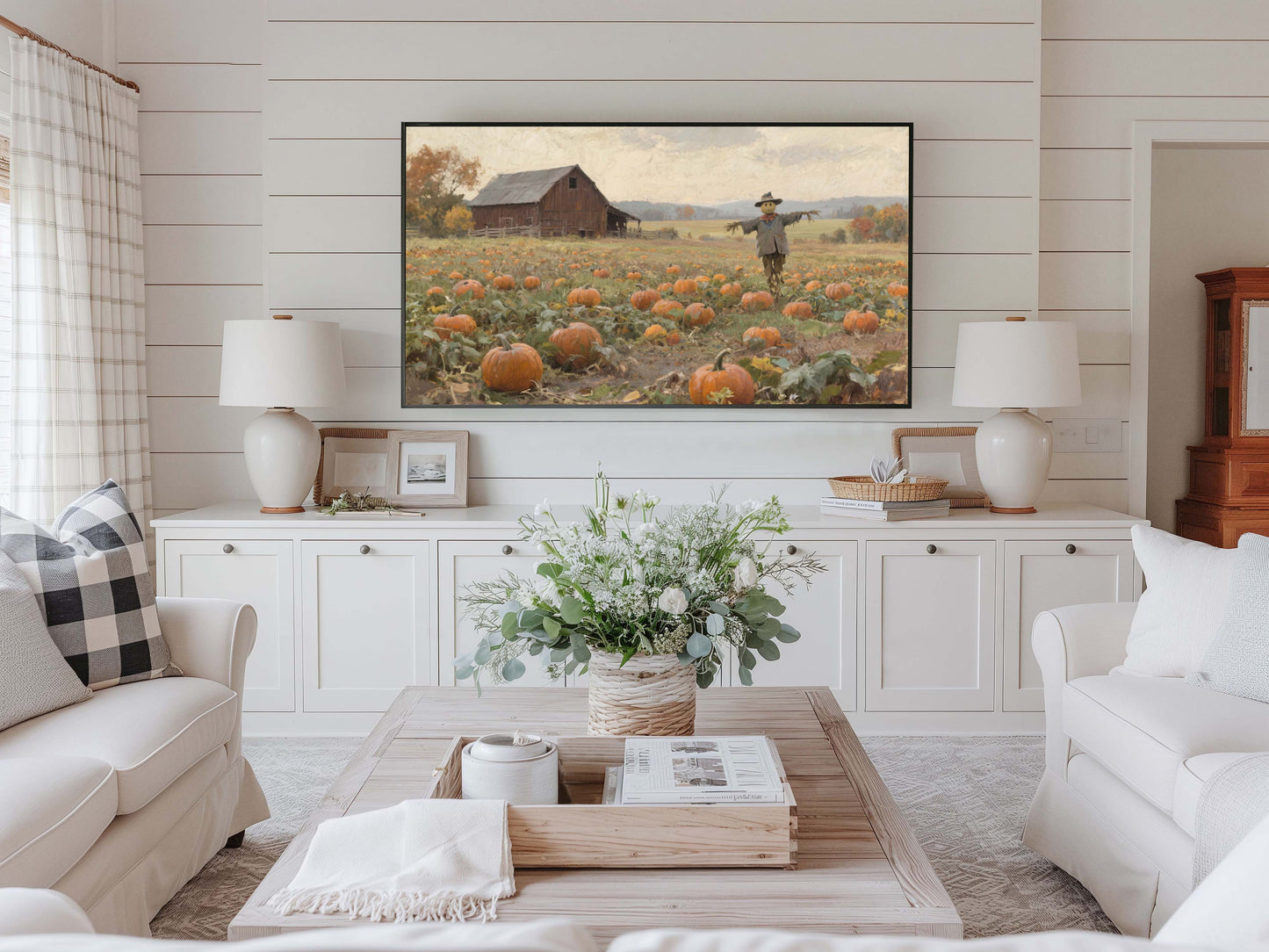 Scarecrow in Pumpkin Field TV Art