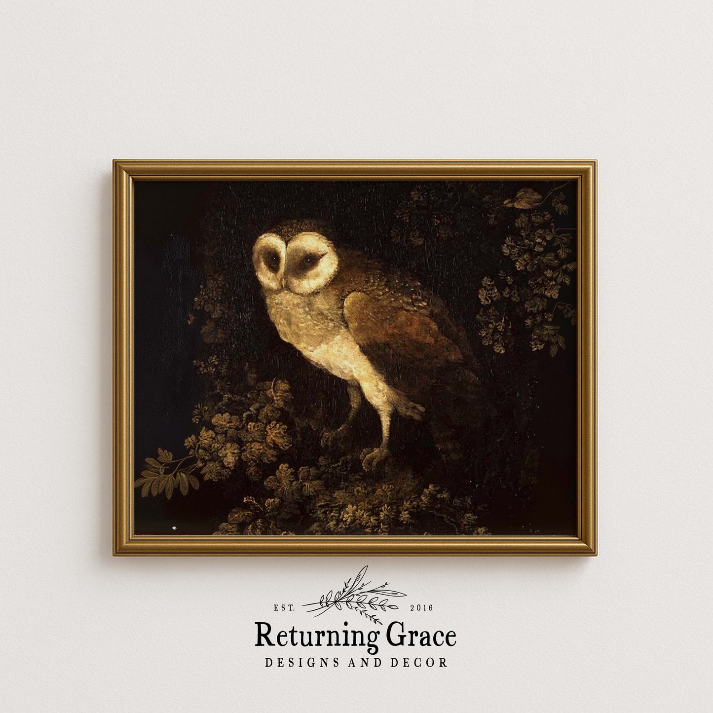 Moody Vintage Owl Wall Printable Art