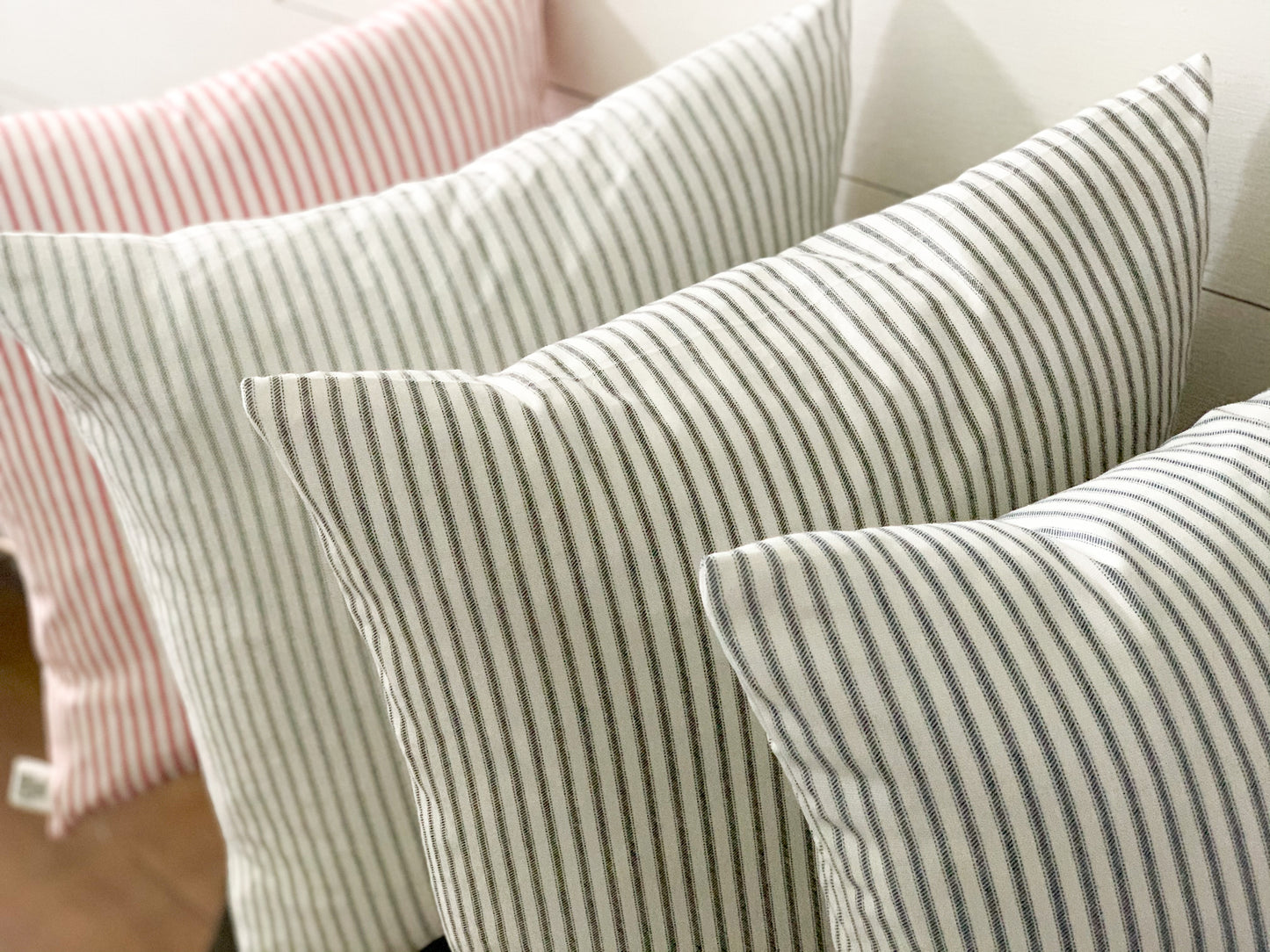 Modern Farmhouse Ticking Pillow Cover - WHITE STRIPE