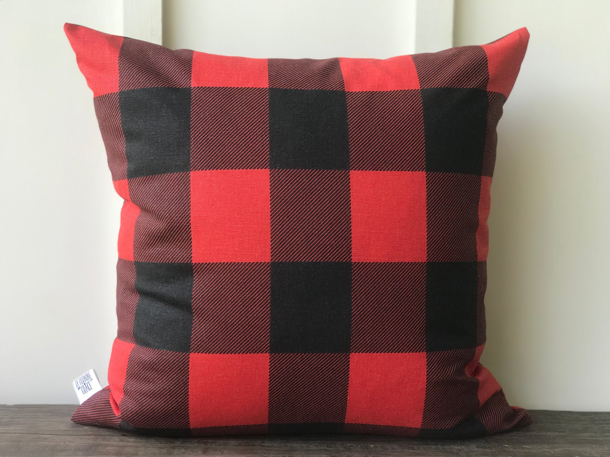 Buffalo Check Farmhouse Pillow Cover - Red and Black - Returning Grace Designs
