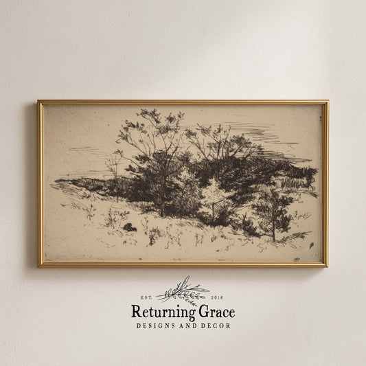 Autumn Black and White Sketch TV Art