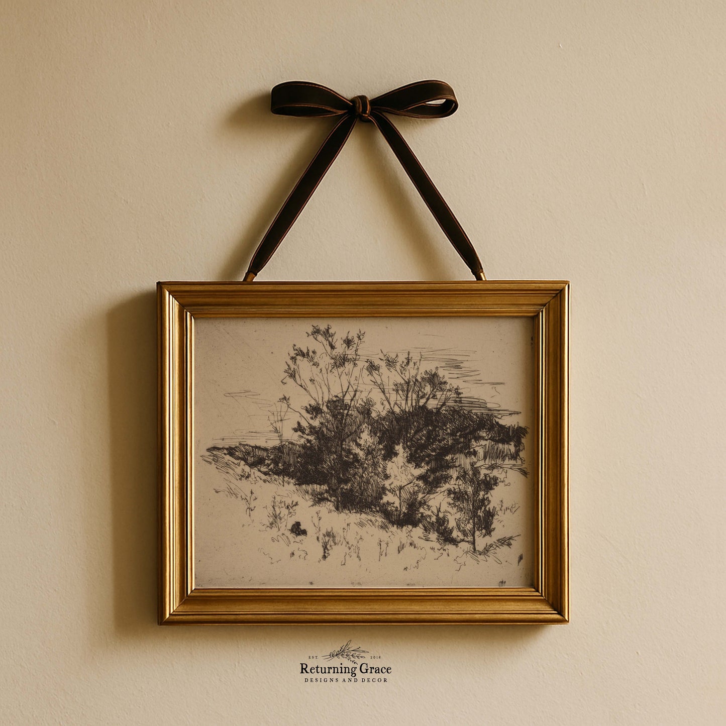 Autumn Black and White Sketch Printable Art
