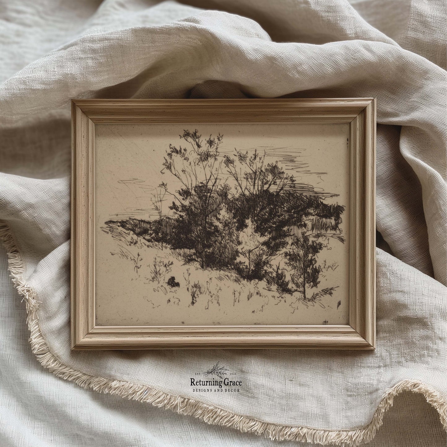 Autumn Black and White Sketch Printable Art