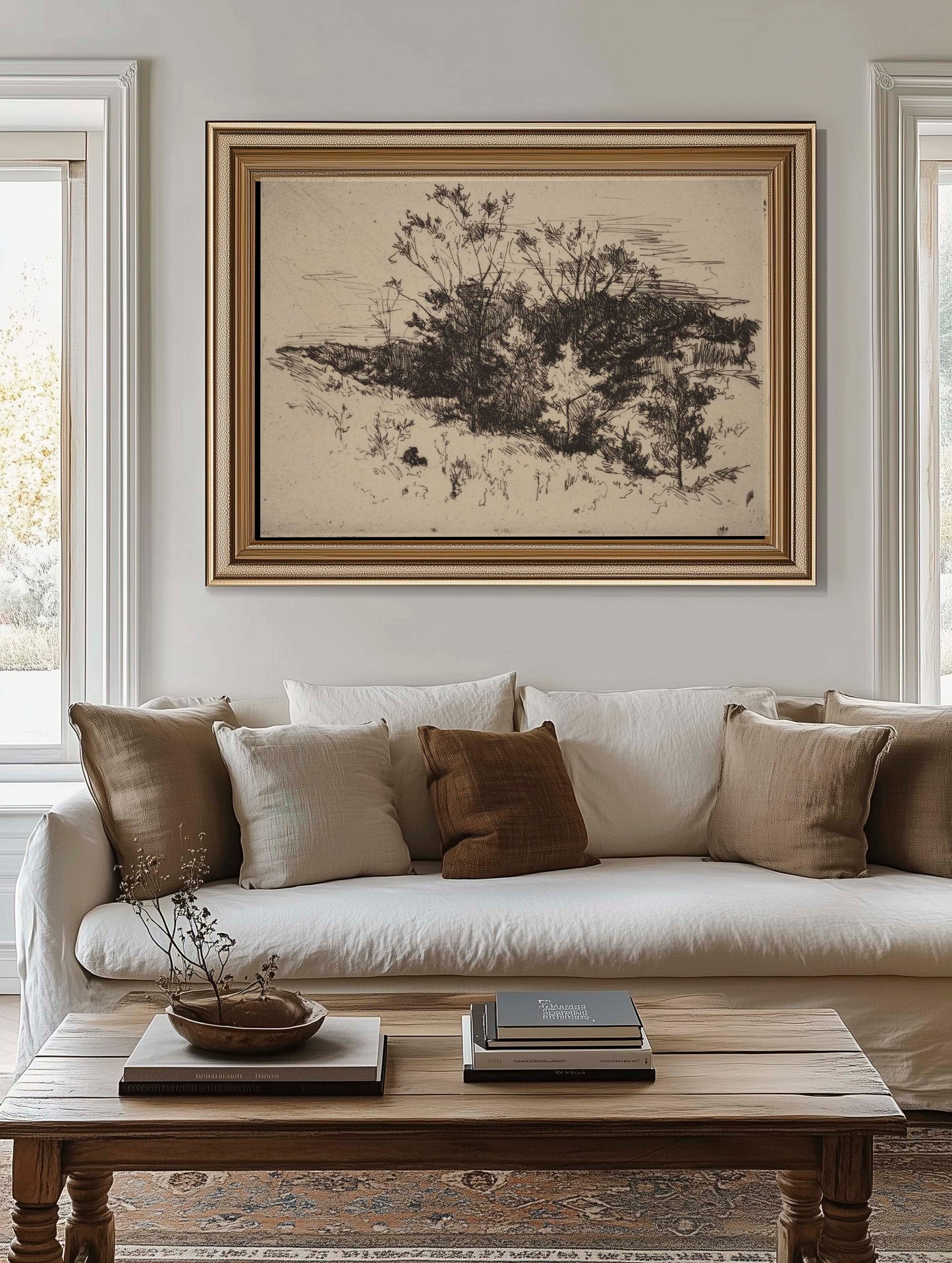 Autumn Black and White Sketch Printable Art