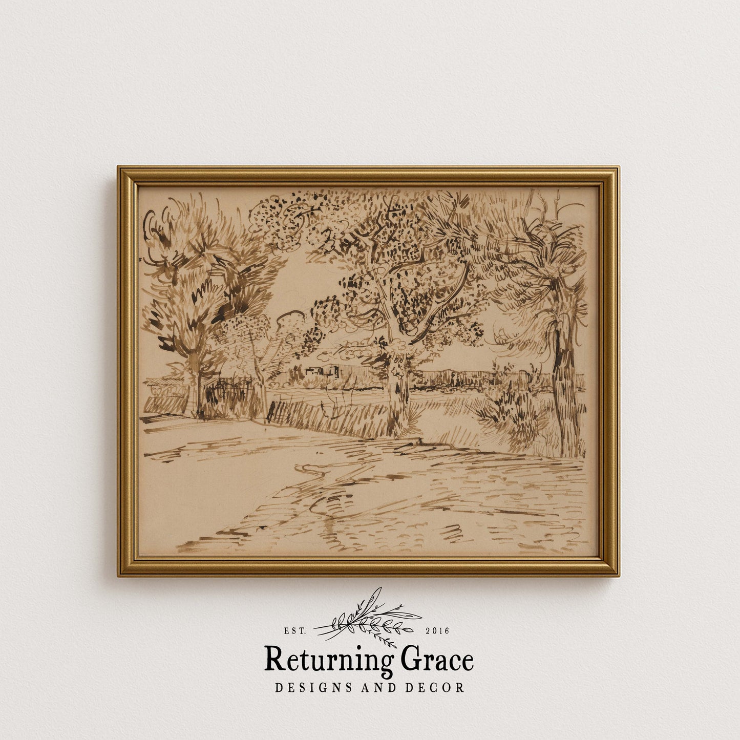 Brown Tree Sketch Printable Art