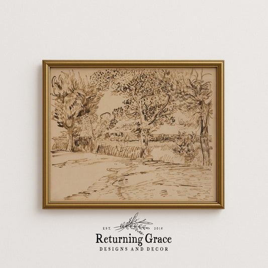 Brown Tree Sketch Printable Art
