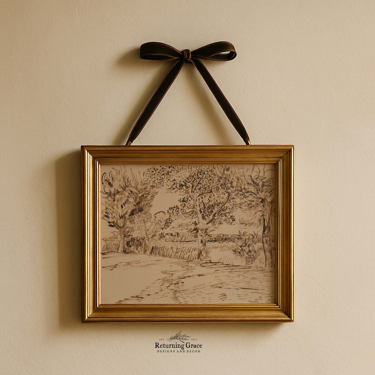 Brown Tree Sketch Printable Art