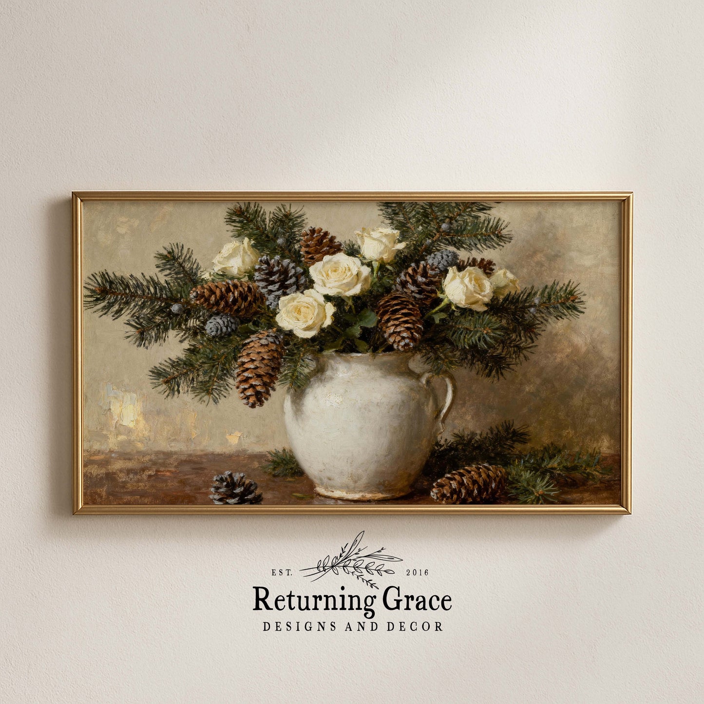 Christmas Florals Still Life TV Art