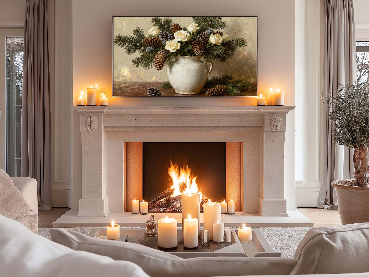 Christmas Florals Still Life TV Art