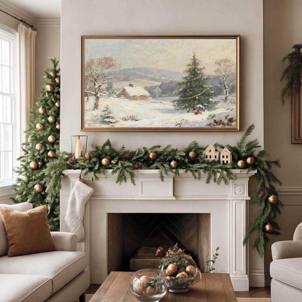 Christmas Cabin TV Art