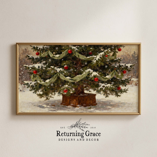 Christmas Tree in the Snow TV Art