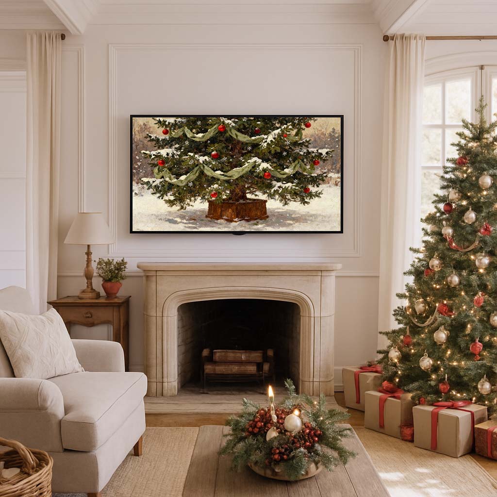 Christmas Tree in the Snow TV Art