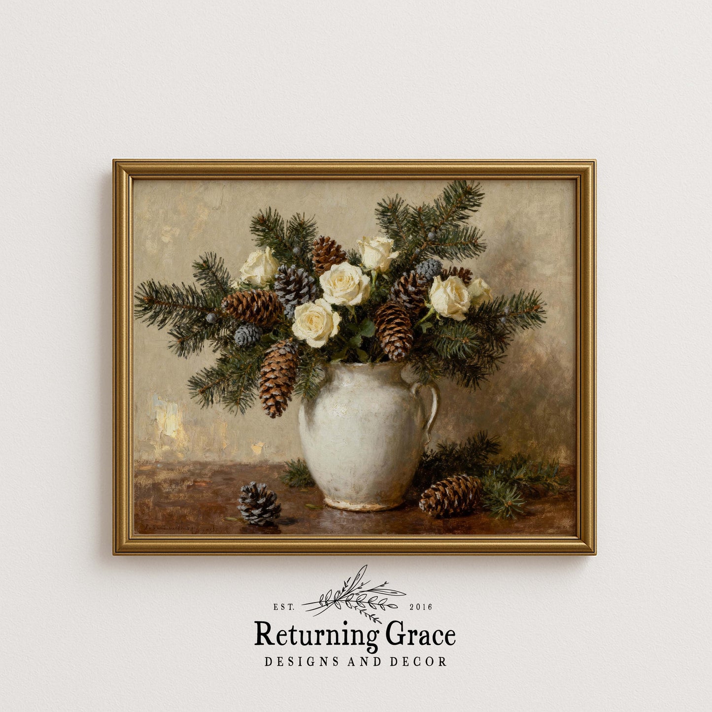 Christmas Florals Still Life Printable Art