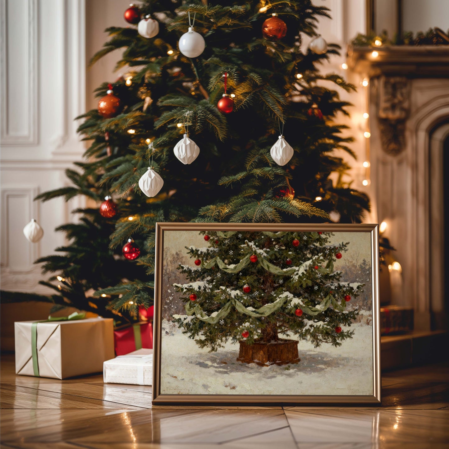 Christmas Tree in the Snow Printable Art