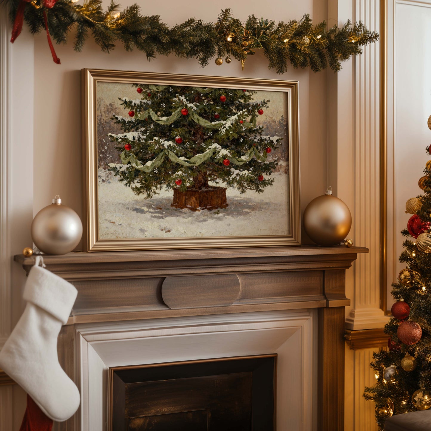 Christmas Tree in the Snow Printable Art