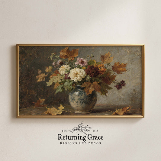 Fall Flowers in Vase Still Life TV Art