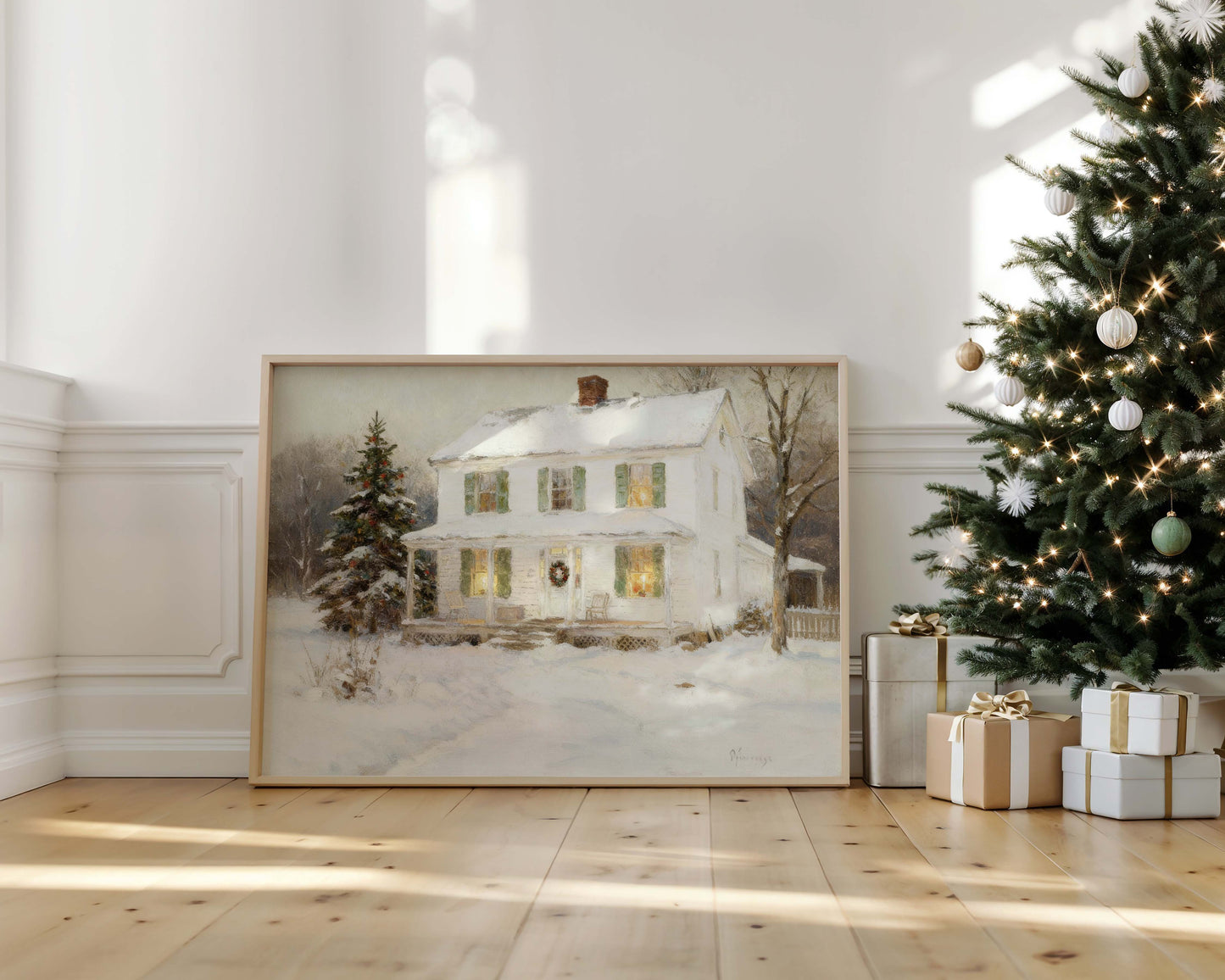 Farmhouse in the Snow Printable Art