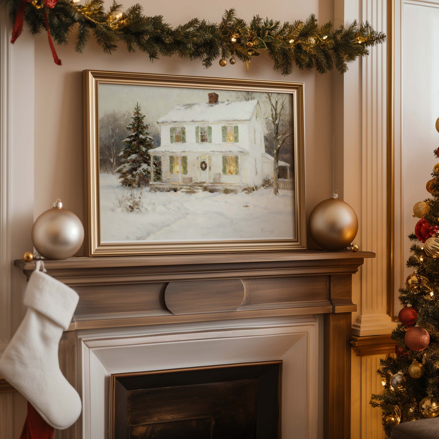 Farmhouse in the Snow Printable Art