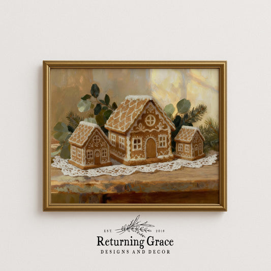 Gingerbread Houses Still Life Printable Art
