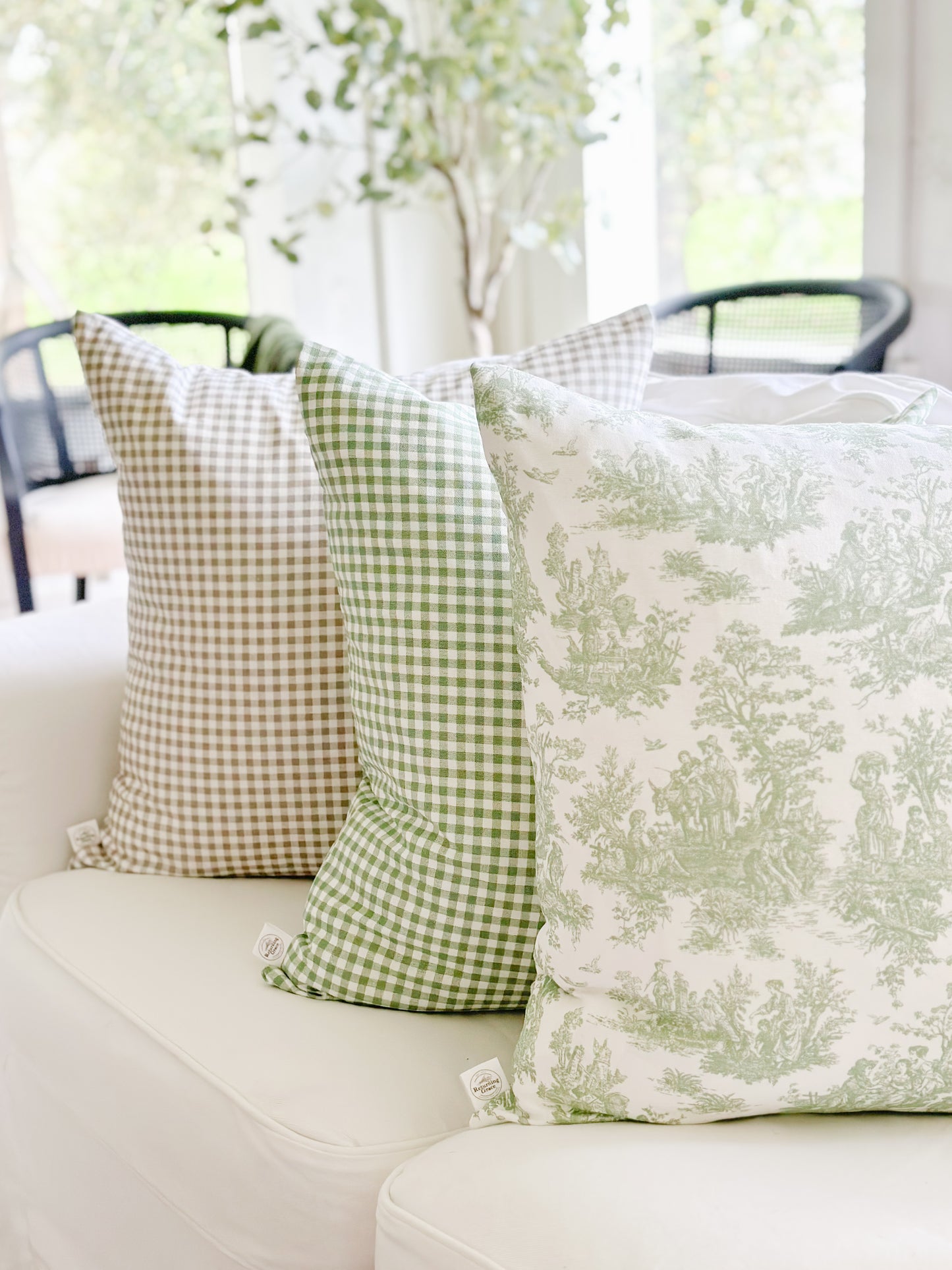 Toile Pillow Cover - Green