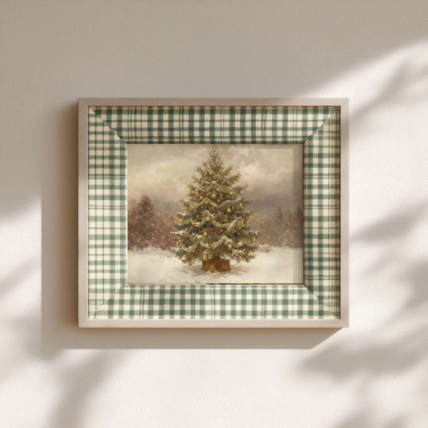 Gold Christmas Tree in the Woods Printable Art