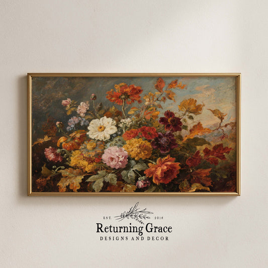 Moody Fall Flowers TV Art