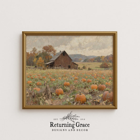 Pumpkin Field Harvest Fall Printable Art