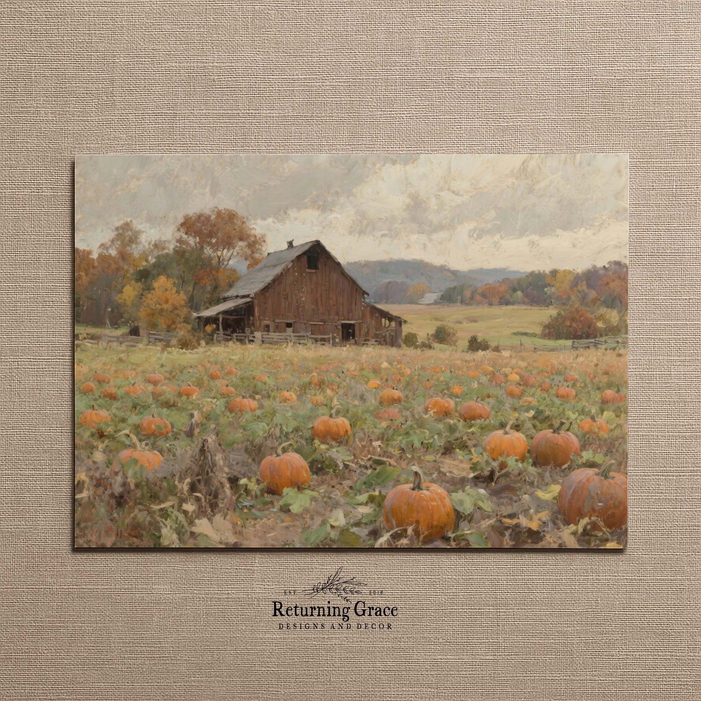 Pumpkin Field Harvest Fall Printable Art