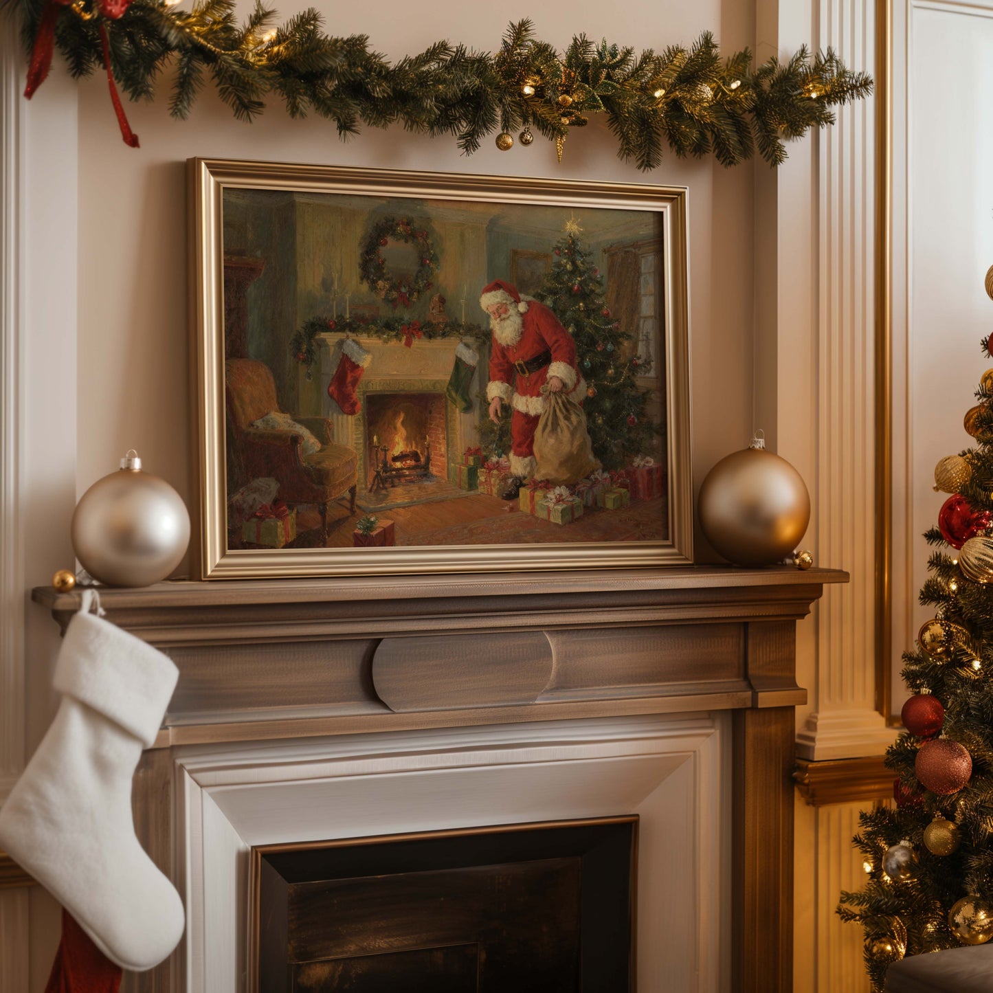 Santa Delivering Presents Printable Art