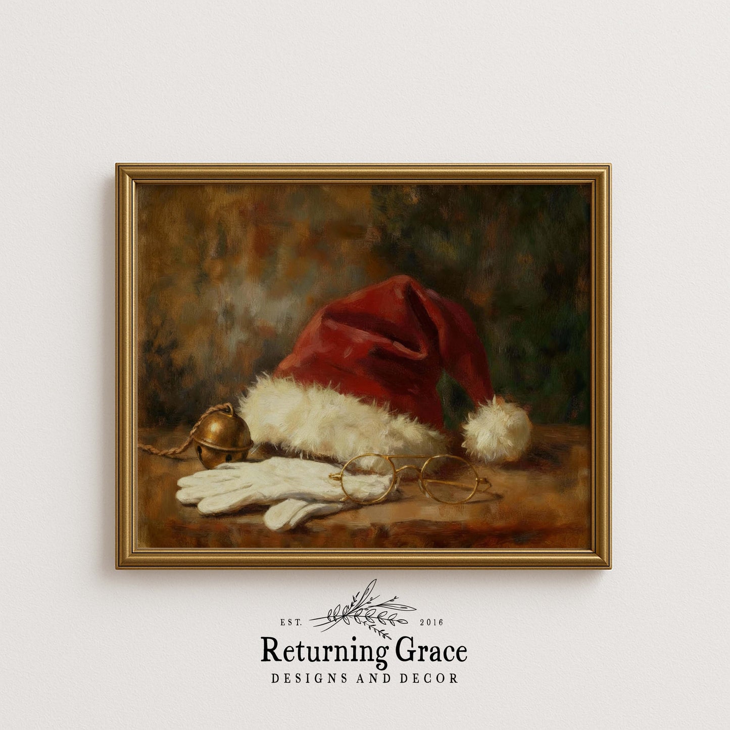 Santa Hat and Glasses Printable Art