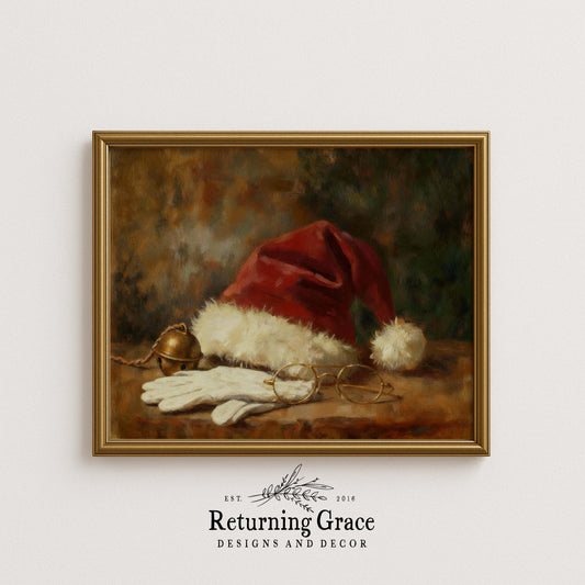 Santa Hat and Glasses Printable Art